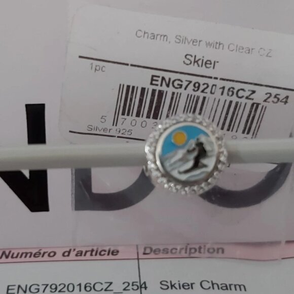 AUTHENTIC PANDORA Sterling Silver Skier Button Charm with Cz's ENG792016CZ_254 - Picture 3 of 10